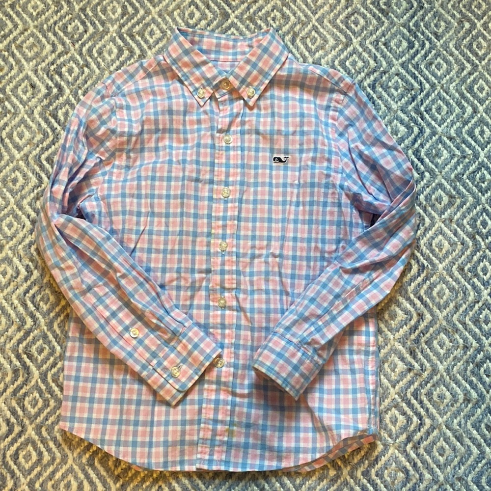 Vineyard Vines pink and blue lightweight button down